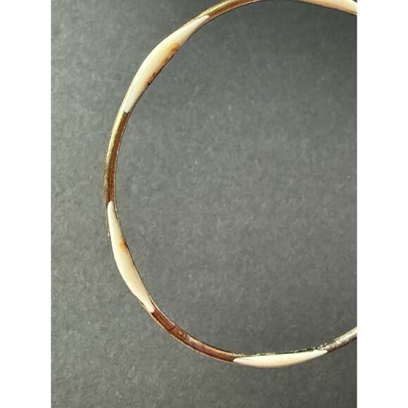 Vintage Brass Enamel Bangle Bracelet Stackable Boho Festival Art To Wear - Picture 5 of 5